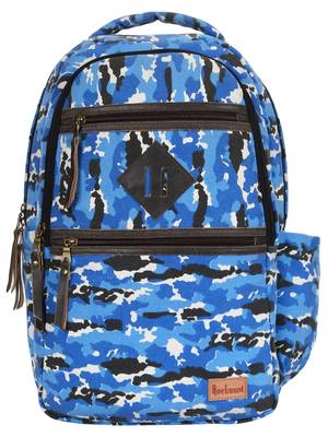 Classic Royal Blue and Multicoloured Camouflage Canvas Backpack 1