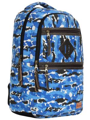 Classic Royal Blue and Multicoloured Camouflage Canvas Backpack 2