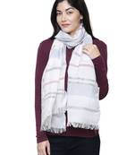 Viscose Rayon Striped Woven Design Stole White & Grey