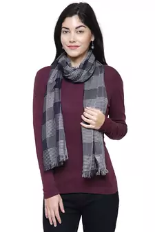 Viscose Rayon Striped Woven Design Stole Blue White