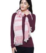 Viscose Rayon Striped Woven Design Stole Pink & White