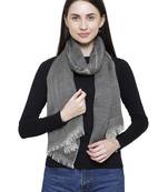 Voscose Rayon Striped Woven Design Scarf Grey