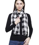 Voscose Rayon Checked Woven Design Scarf Black and White