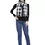 Voscose Rayon Checked Woven Design Scarf Black and White