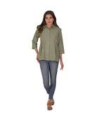 Olive Green Top In Khadi Cotton