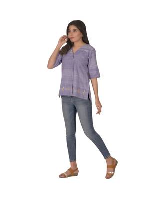 A Purple Top With Floral Designs In Khadi Cotton 1