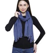 Voscose Rayon Striped Woven Design Scarf Blue