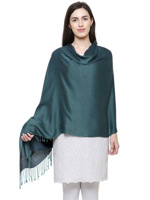 Solid Viscose rayon Reversible Shawl Green 1