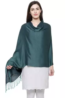 Solid Viscose rayon Reversible Shawl Green