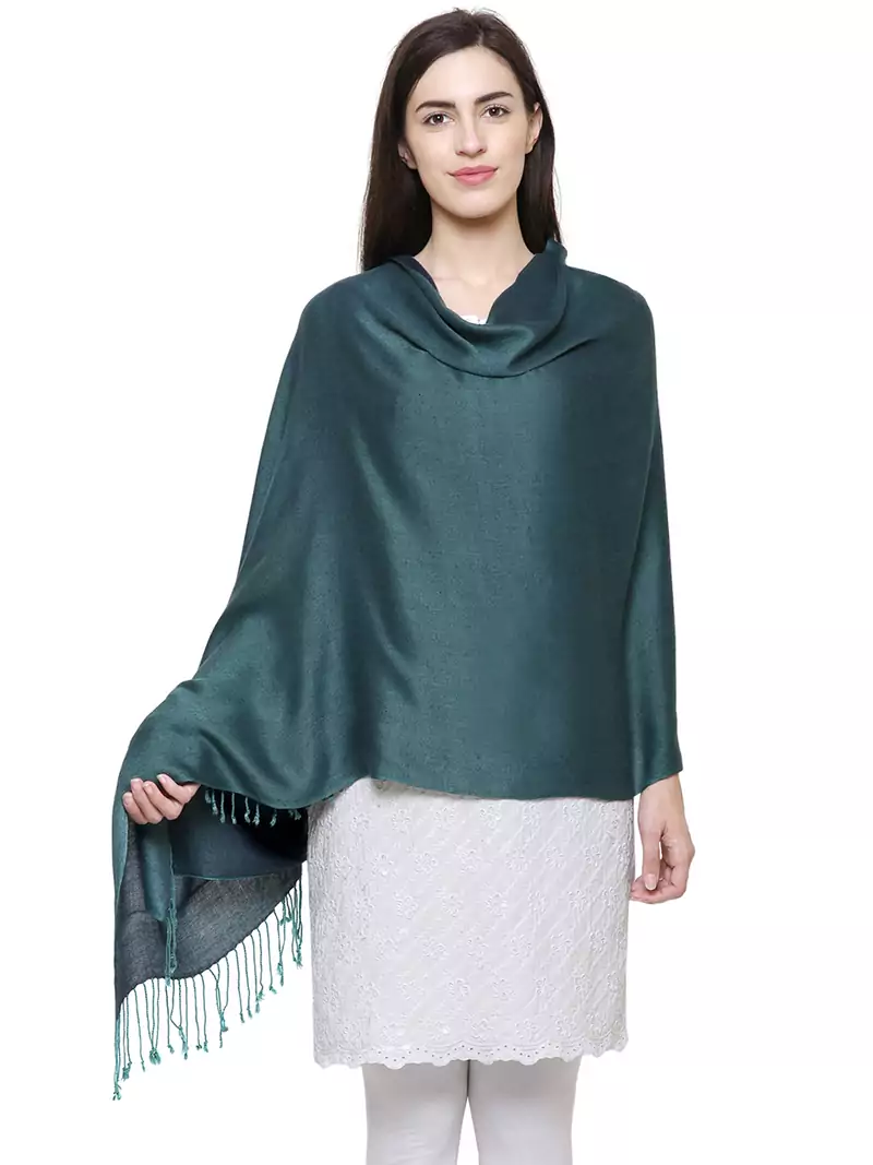 Solid Viscose rayon Reversible Shawl Green