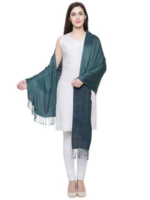 Solid Viscose rayon Reversible Shawl Green 3