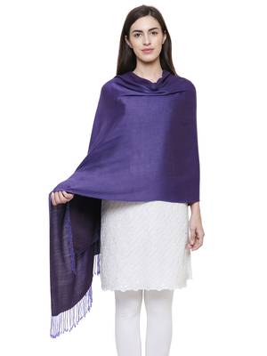 Solid Viscose rayon Reversible Shawl Purple 1