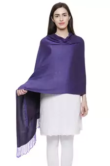 Solid Viscose rayon Reversible Shawl Purple