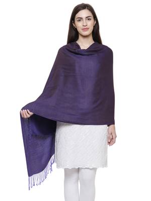 Solid Viscose rayon Reversible Shawl Purple 2