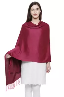 Solid Viscose rayon Reversible Shawl Dark Pink