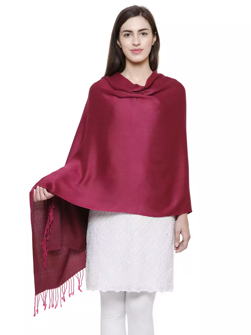 Solid Viscose rayon Reversible Shawl Dark Pink