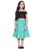 Black Printed Cotton Kids Skirts