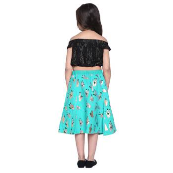 Black Printed Cotton Kids Skirts 3