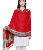 Voscose Rayon Ethnic Woven Design Shawl Red