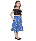 Black Printed Cotton Kids Skirts