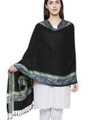 Voscose Rayon Ethnic Woven Design Shawl Black