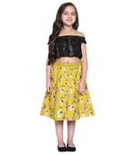 Black Printed Cotton Kids Skirts