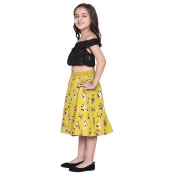 Black Printed Cotton Kids Skirts 2