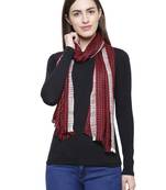 Voscose Rayon Checked Woven Design Scarf Red