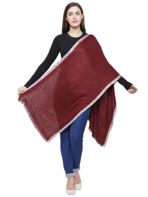 Voscose Rayon Checked Woven Design Scarf Red 3