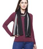 Viscose Rayon Striped Woven Design Stole Black