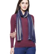 Viscose Rayon Striped Woven Design Stole Blue