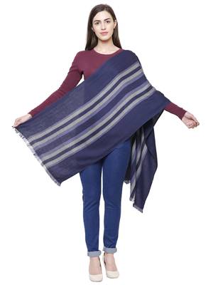 Viscose Rayon Striped Woven Design Stole Blue 3