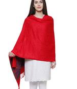 Viscose Rayon Geometric & Striped Woven Design Shawl Red