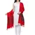 Viscose Rayon Geometric & Striped Woven Design Shawl Red