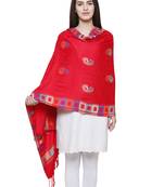 Viscose Rayon Geometric Woven Design Shawl Red