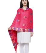 Viscose Rayon Geometric Woven Design Shawl Pink