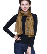 Mehandi Synthetic Polyester Organza (Poly Silk) Solid Embroidered Sequined Stole