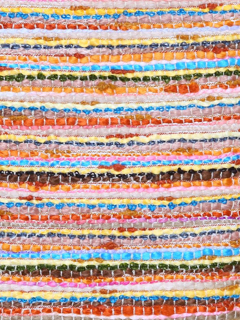 Yellow and  Multicoloured Acrylic Striped Woven Design Stole