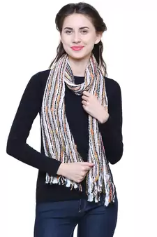 Multicoloured Acrylic Striped Woven Design Stole