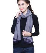 Navy Viscose Rayon Striped and Leheria Woven Design Scarf