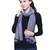 Navy Viscose Rayon Striped and Leheria Woven Design Scarf