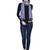 Navy Viscose Rayon Striped and Leheria Woven Design Scarf
