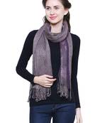 Purple and Black Viscose Rayon Geometric Woven Design Stole