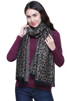 Black and Gold Viscose Rayon Woven Design Stole