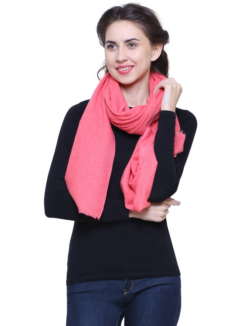 Coral Pure Woolen Solid Stole