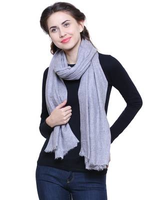 Light Grey Pure Woolen Solid Stole 1