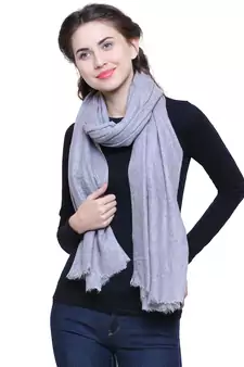 Light Grey Pure Woolen Solid Stole
