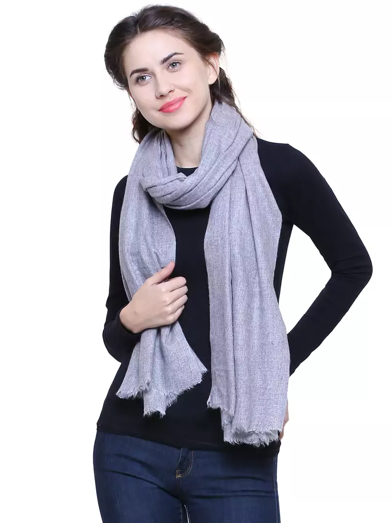 Light Grey Pure Woolen Solid Stole