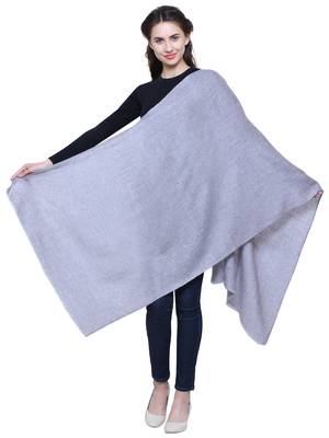 Light Grey Pure Woolen Solid Stole 3
