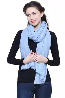 Light Blue Pure Woolen Solid Stole